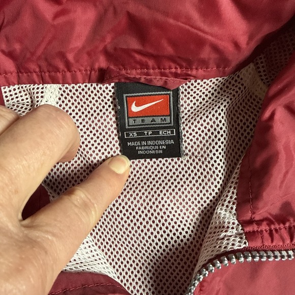 Nike Mens Maroon White Colorblock Full Zip Mesh Lined Windbreaker Jacket XS - Picture 2 of 9